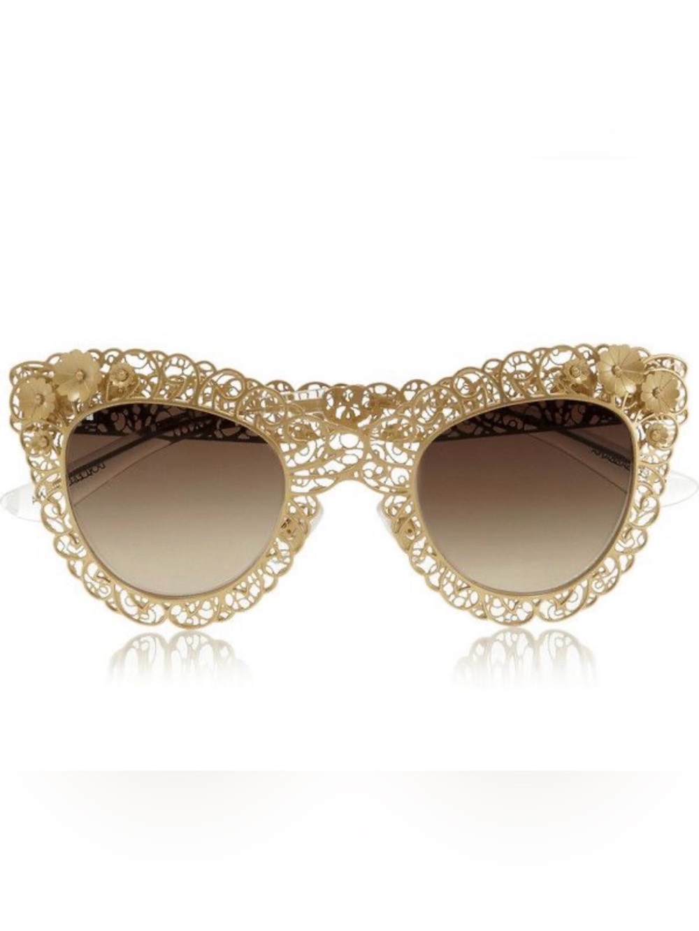 Dolce & Gabbana Filigree Metal Cateye Sunglasses Vintage Gold